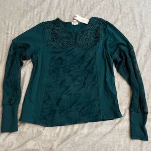 Anthropologie Long Sleeve Embroidered Shirt